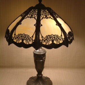 Caramel Paneled Slag Glass Lamp   SOLD