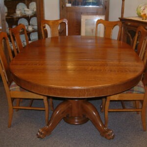 Quartersawn Oak 54" Round Clawfoot Table  SOLD