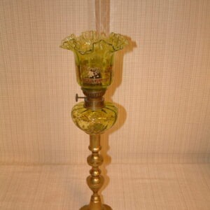 Victorian Peg Lamp Green Ruffled Shade