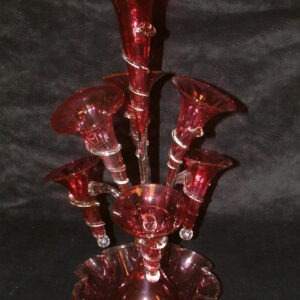Cranberry 7 Flute Victorian Epergne